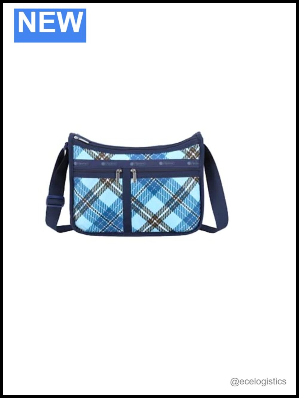 Nylon Crossbody Bag with Cosmetic Pouch, Zip Pockets, Adjustable Strap